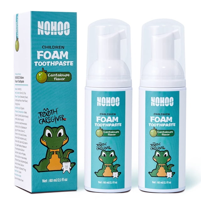 Pasta de dientes en espuma NOHOO Kids Fruit Flavor 60 ml (2.1 fl oz) 2 unidades