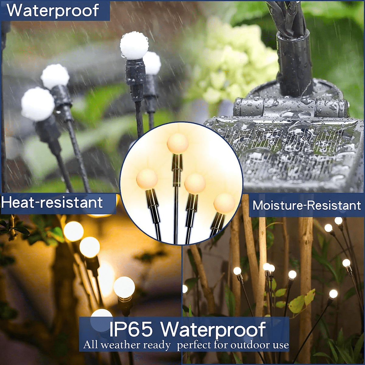 Solar Garden Lights - New Upgraded Solar Swaying Light, Sway by Wind, Solar Outdoor Lights, Yard Patio Pathway Decoration, High Flexibility Iron Wire & Heavy Bulb Base, Warm White(4 Pack)