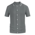 thumbnail image 5 of Men's Luxury Clothing Knit Short Sleeve Polo Shirt Casual Streetwear Lapel Button Down Cardigan Breathable Tops Summer Knitwear, 5 of 6