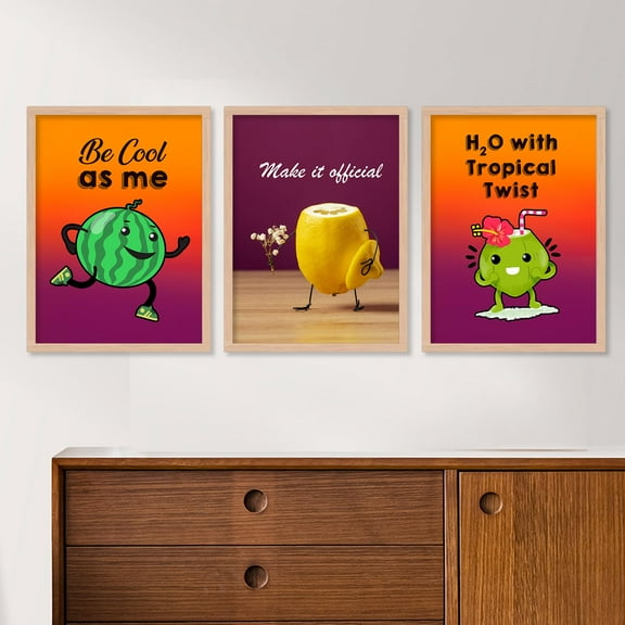 Kitchen Canvas Posters Unframed Dining Quotes Food Wall Hanging Decor (Set of 3) 10x13 inch