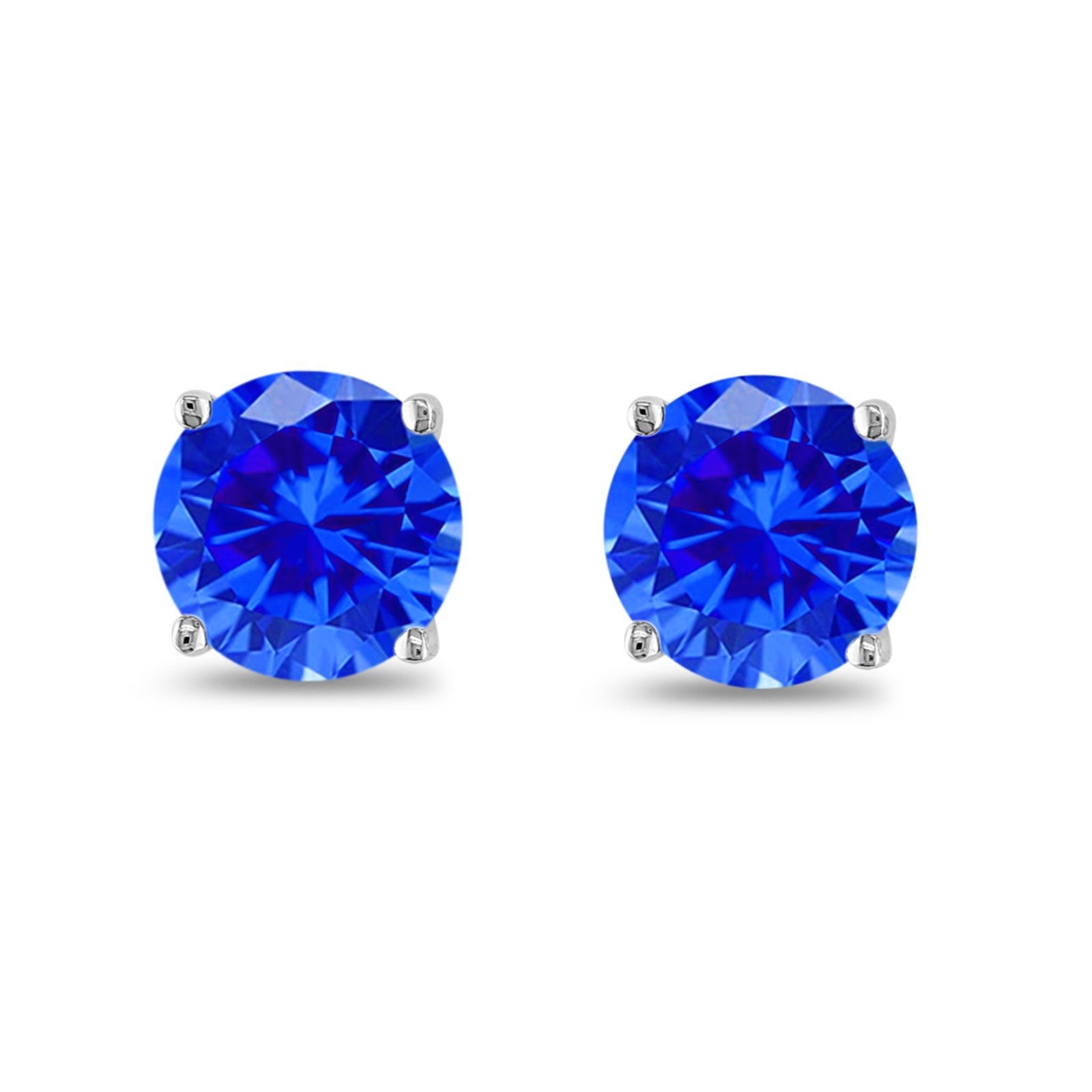 Men's or Lady's Sapphire Blue Sterling Silver Stud Earrings SEPTEMBER Birthstone 