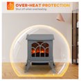 thumbnail image 4 of 17" Freestanding Electric Fireplace Stove, Fire Place Heater with Realistic Logs and Flame Effect and Overheat Protection, 750W/1500W, Gray, 4 of 4