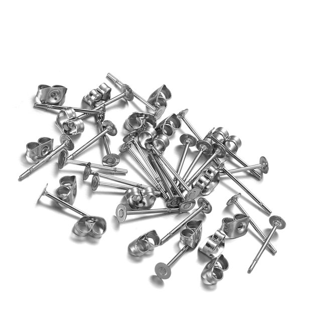 tamizeot Earring Stud Base Handmade Popular Accessories Ear Pins Setting Wear DIY Crafting Jewelry Making Tool Time Supplies Steel Color 3mm 1Set
