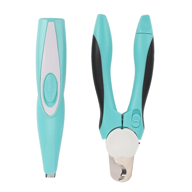 Kit de cortaúñas para mascotas, recortador eléctrico de pelo de pata de perro recargable de acero inoxidable con luz LED para perros y gatos