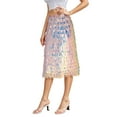 thumbnail image 5 of QAFOPEH Women's Glitter Sequins Tassel High Waist Party Midi Wrap Skirts, 5 of 9