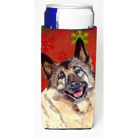 

Norwegian Elkhound Red and Green Snowflakes Holiday Christmas Michelob Ultra s for slim cans