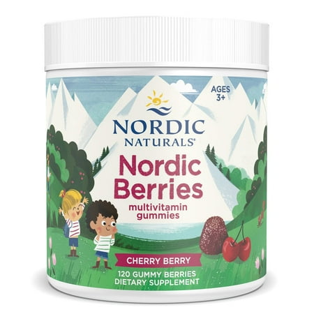 Nordic Naturals Nordic Berries Multivitamin Gummies  Cherry  Non-GMO 120 Ct