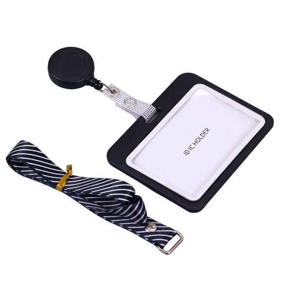 Porta credencial retráctil con protector de plástico y cordón para reuniones de oficina