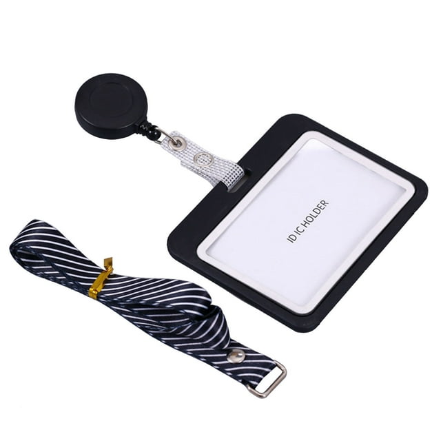 Porta credencial retráctil con protector de plástico y cordón para reuniones de oficina