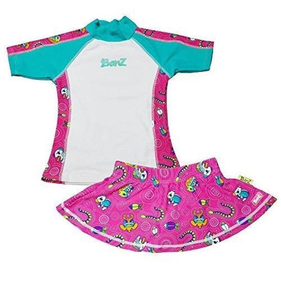 Banz S15ST-CP-4 2015 Short Sleeve Rash Guard & Board Shorts Set, Coolgardie Pink - Size 4