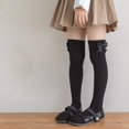 thumbnail image 2 of Girls Bow Knee High Socks Vertical Ribbed Cotton Long Stockings Soft Stretchy School Uniform Socks for Kids Daily Wear Party Dressy Outfits(4-12 Years,Black), 2 of 4