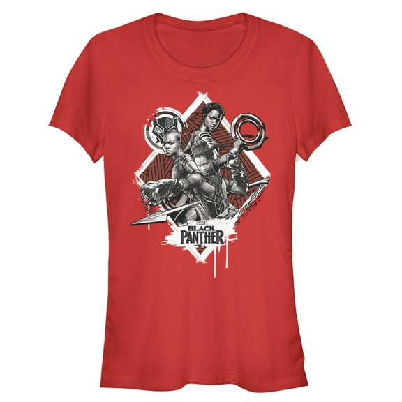 Junior's Marvel Black Panther 2018 Warrior Trio  Graphic Tee Red Large
