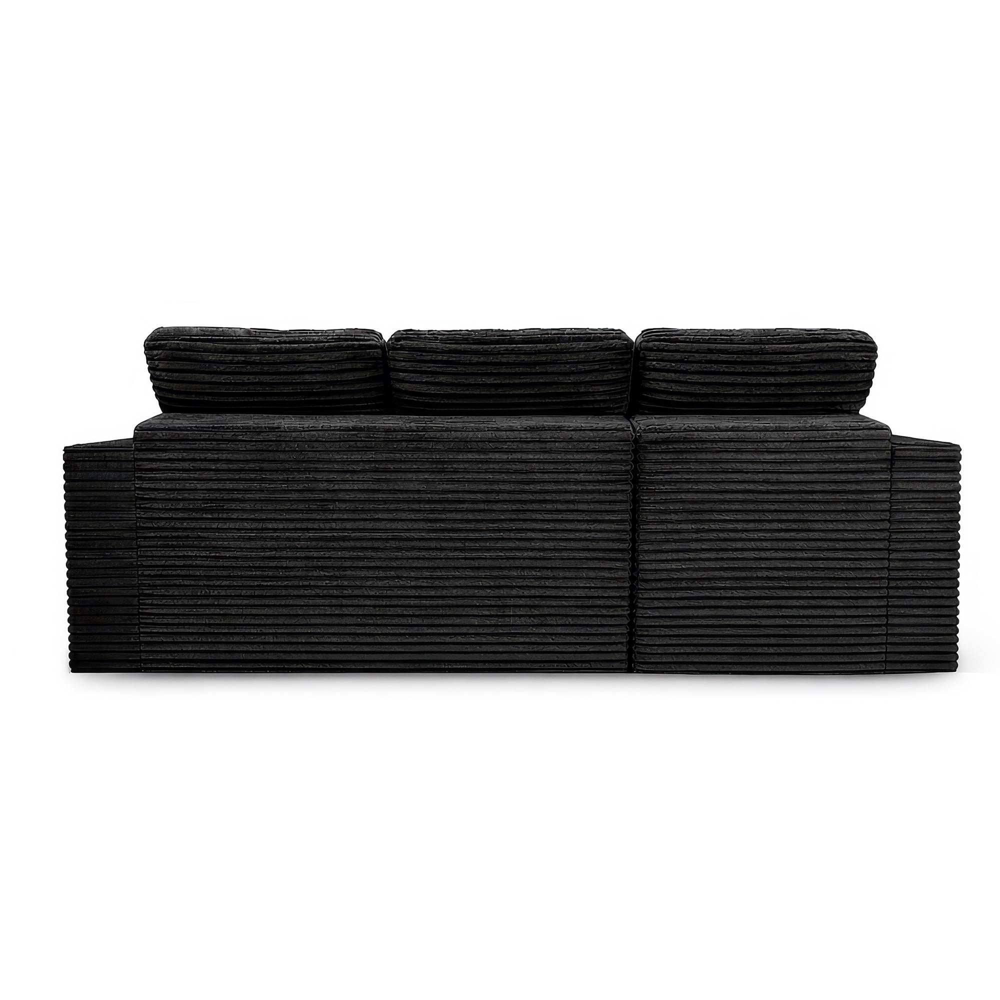 Aisword 105"W Modular Cloud Sectional Sofa with Ottoman,Faux Rabbit Fur Velvet Frameless Sectional Sofa Couch for Living Room,Black