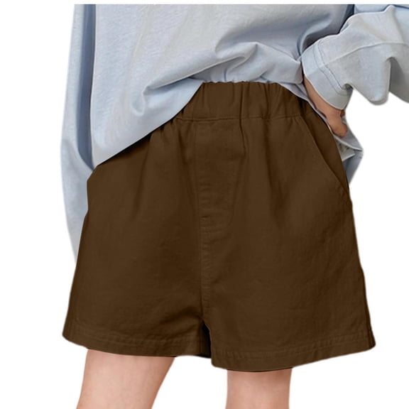 Edvintorg Girls Shorts Size 10-12 Loose Fit Casual Elastic Waisted Athletic Short with Pockets Teen Clothes for Girls