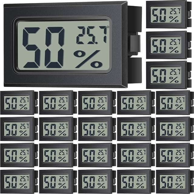Kanayu 24 Pack Mini Digital Hygrometer Thermometers Indoor Humidity Monitor Temperature Humidity Gauge Meter with Fahrenheit for