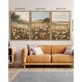 thumbnail image 3 of Drsoum Large 24x36in3pcs Natural Framed Vintage Wall Art Grassland Meadow Wildflower Field Landscape Wall Prints Classic Retro Farmhouse Rustic Decorations, 3 of 7