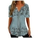 thumbnail image 2 of ICHUANYI ClearanceWomen's Fashion V-neck Print Casual Loose Short Sleeve Top Short Sleeve V-neck Top/Shirt(Sky Blue, M) ICHUANYI WER20232080501076, 2 of 5