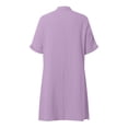 thumbnail image 5 of Horkkom Linen Dress Women V Neck Solid Color Short Sleeve Sundresses Beach Vacation T Shirt Dress with Pocket, S-2XL, 5 of 6