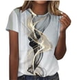 thumbnail image 2 of Womens Grapchic Shirts Short Sleeve Casual Round Neck T-Shirts Loose Pullover Outdoor Tops Blouses (XL, Silver), 2 of 4