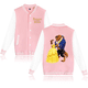 thumbnail image 2 of Chaqueta de béisbol de La Bella y la Bestia para hombre y mujer, estilo hip hop, estilo Harajuku, ropa de calle, abrigos universitarios holgados para niños y niñas, 2 of 5