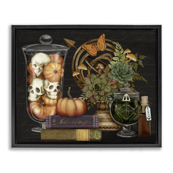 Stupell Industries Autumnal Dark Academia Black Framed Floater Canvas Wall Art design by Nicole Tamarin, 17 x 21