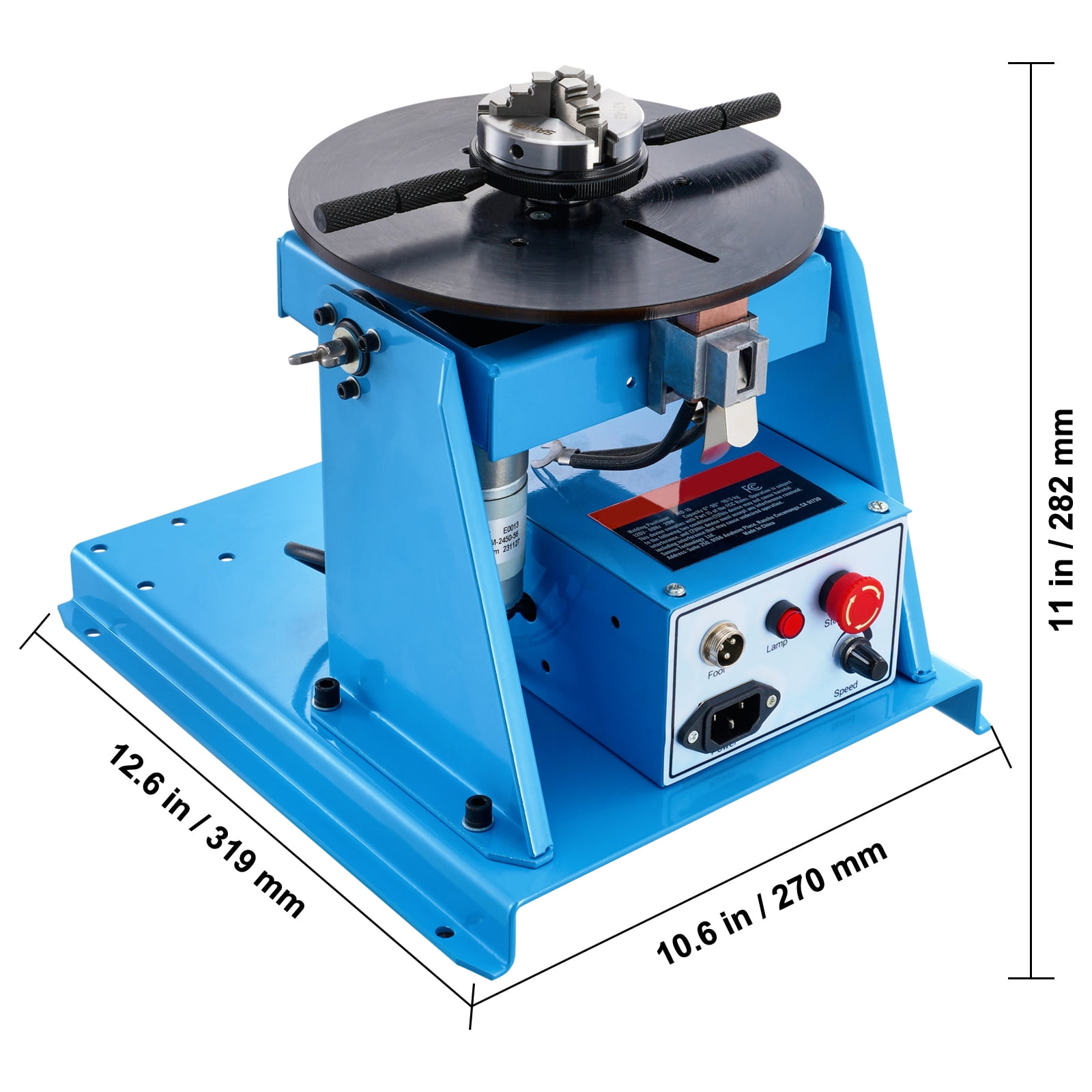 SKYSHALO Rotary Welding Positioning Machine 10KG, 0-90° Welding Positioning Turntable with 8.1" 3 Jaw Lathe Chuck
