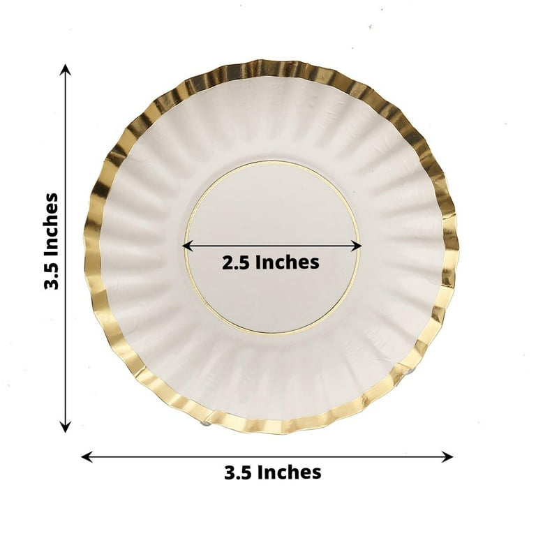  TABLECLOTHSFACTORY 50 Pack  5 Metallic Gold Scalloped Rim  Dessert Paper Plates, Disposable Round Appetizer Party Plates - 250 GSM :  Health & Household