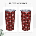 thumbnail image 3 of 20oz Red Black Buffalo Plaid Christmas Tumbler, Gingham White Snowflakes Stainless Steel Travel Coffee Mug with Lid Straw, Xmas Checkered Double Wall Vacuum Insulated Cup for Hot Cold Drinks, 3 of 6