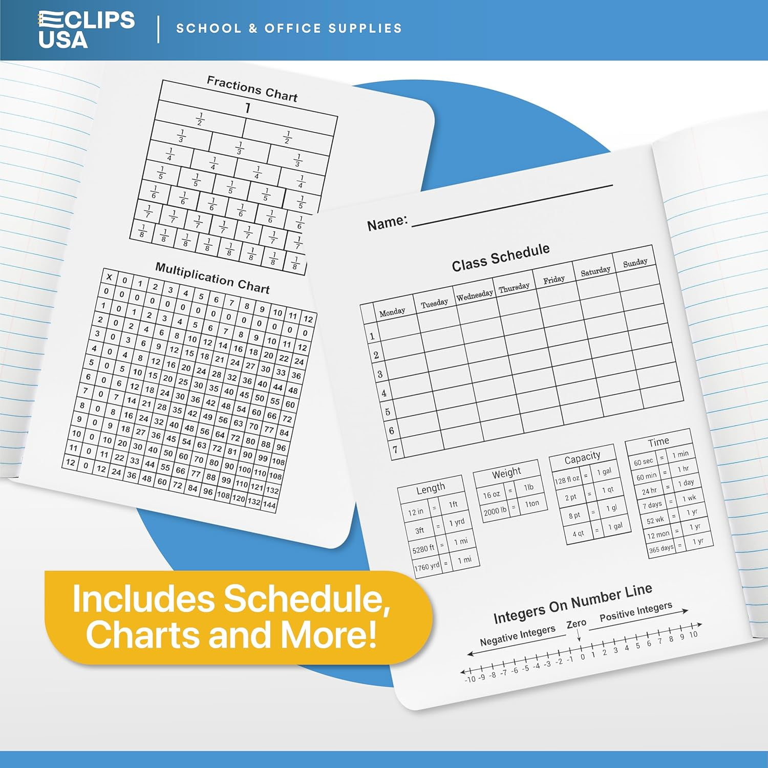 E-Clips USA 100-Sheet College-Ruled Hard Cover Composition Notebooks, Assorted Colors, 48-Pack Bulk