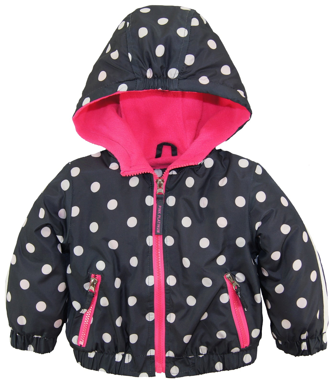 Pink Platinum Newborn Girls Fleece Lined Polka Dot Active Hooded Jacket