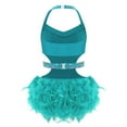 thumbnail image 3 of Aislor Girls Sparkly Rhinestone Halter Sleeveless Latin Jazz Ballet Dance Leotard Skirted for Performance Turquoise 16, 3 of 7