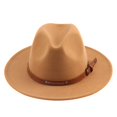 thumbnail image 3 of Sombrero Fedora de fieltro para hombre y mujer, accesorios de hebilla de anillo de jazz, Panamá, 3 of 4