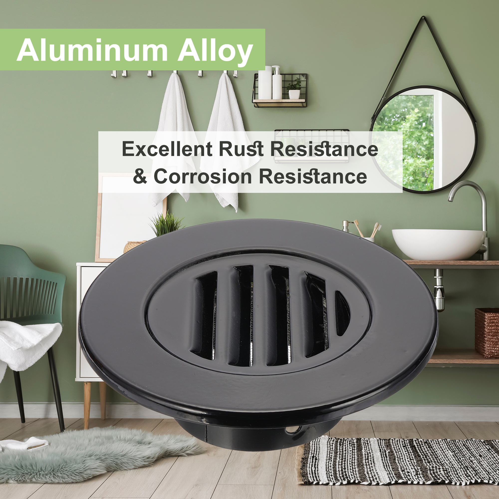 Round Soffit Vent, Aluminum Alloy Wall Vent Grille Cover for Exhaust Black 3 Inch