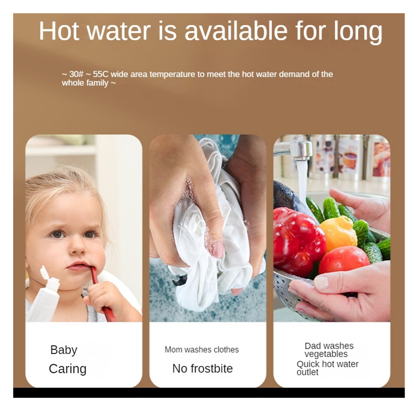 3000W Instant Water Heater Smart Electric Shower Tankless Instant Water Heater Thermostat For Bathroom Kitchen ,Safety Protections