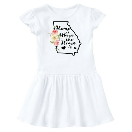 

Inktastic Georgia Home Where the Heart is with Watercolor Floral Gift Toddler Girl Dress