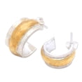 thumbnail image 5 of NOVICA Artisan Handmade Gold Accented Halfhoop Earrings Sterling Silver Plated Indonesia [0.6 in L x 0.4 in W x 0.5 in D] ' Golden Middle', 5 of 8