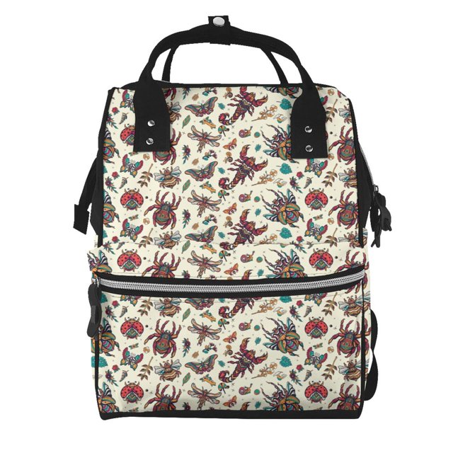 Disketp Insects A Mochila de Pañales de Gran Capacidad con Múltiples Bolsillos, Mochila de Viaje Multifuncional para Bebé, Unisex, Moderna y Resistente