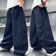 thumbnail image 2 of CONROSES Kids Boys Casual Pants Wide Leg Baggy Pant for Child Solid Elastic Waist Cozy Jogger Trousers with Pockets, 2 of 9