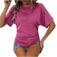 thumbnail image 4 of Up to 65% off Xunlbb Blouses for Women Short Sleeved Solid Color Casual Loose Fitting Women's Top Womens Trendy Tops, S-3XL, 4 of 6