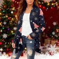 thumbnail image 6 of Women's Fashionable Loose-Fit Casual Cardigan with Christmas Print Mid-Length Coat for Holiday Outfits and Comfortable Wear,Navy,M, 6 of 7