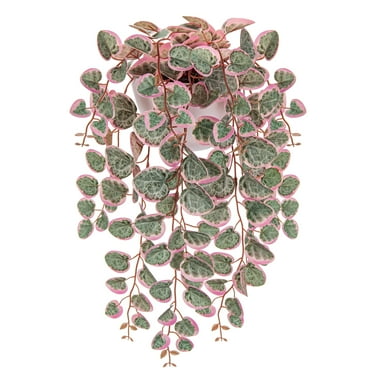 MixMart 16'' Ceropegia Green string of hearts Fake Hanging Plants Artificial Succulent Plants in Ceramic Pot