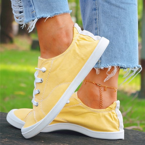 Willtoo Womens Low Top Canvas Sneakers Casual Flat Lace Up Walking Shoes Lightweight Daily Comfort Non Slip Canvas Shoes