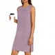 thumbnail image 2 of TaTaai Sleeveless Side Slit Dress Women's Solid Color Round Neck Slip Dress Casual Pullover Lightweight Stretchy Polyester Blend Gift, 2 of 6