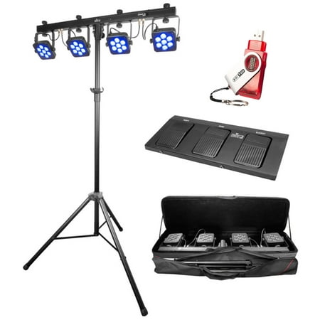 Chauvet DJ 4BARTRIUSB 4 BAR TRI USB LED Wash FX Light Fixture W/Stand+Pedal+Bag