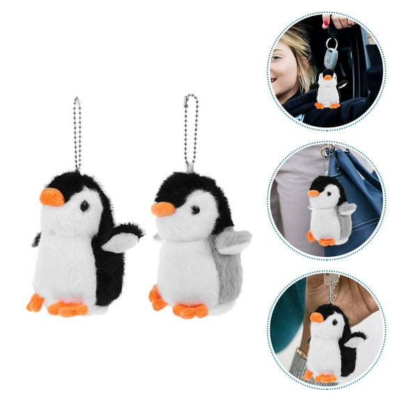 OFFIGAM 2Pcs Penguin Plush Keychain Stuffed Animal Keychain Bag Charm For Girls Holiday Grey Black