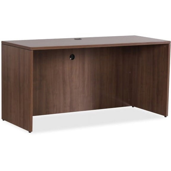 Lorell Essentials Series Walnut Credenza Shell 59" x 23.6" x 29.5"Credenza, 1" Top, 3.8" Drawer Pull, 0.1" Edge - Material: Metal Pull, Polyvinyl Chloride (PVC) Edge - Finish: Walnut, Laminate Top, Si