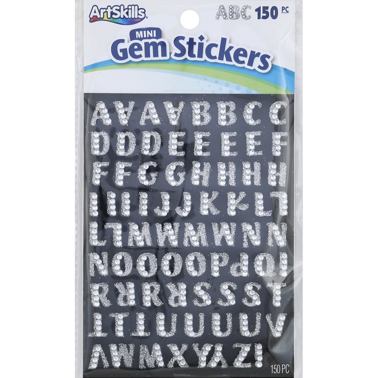 1/2 in. Mini Silver Glitter and Gem Alphabet Letter Stickers for Crafts  (150-Pieces)