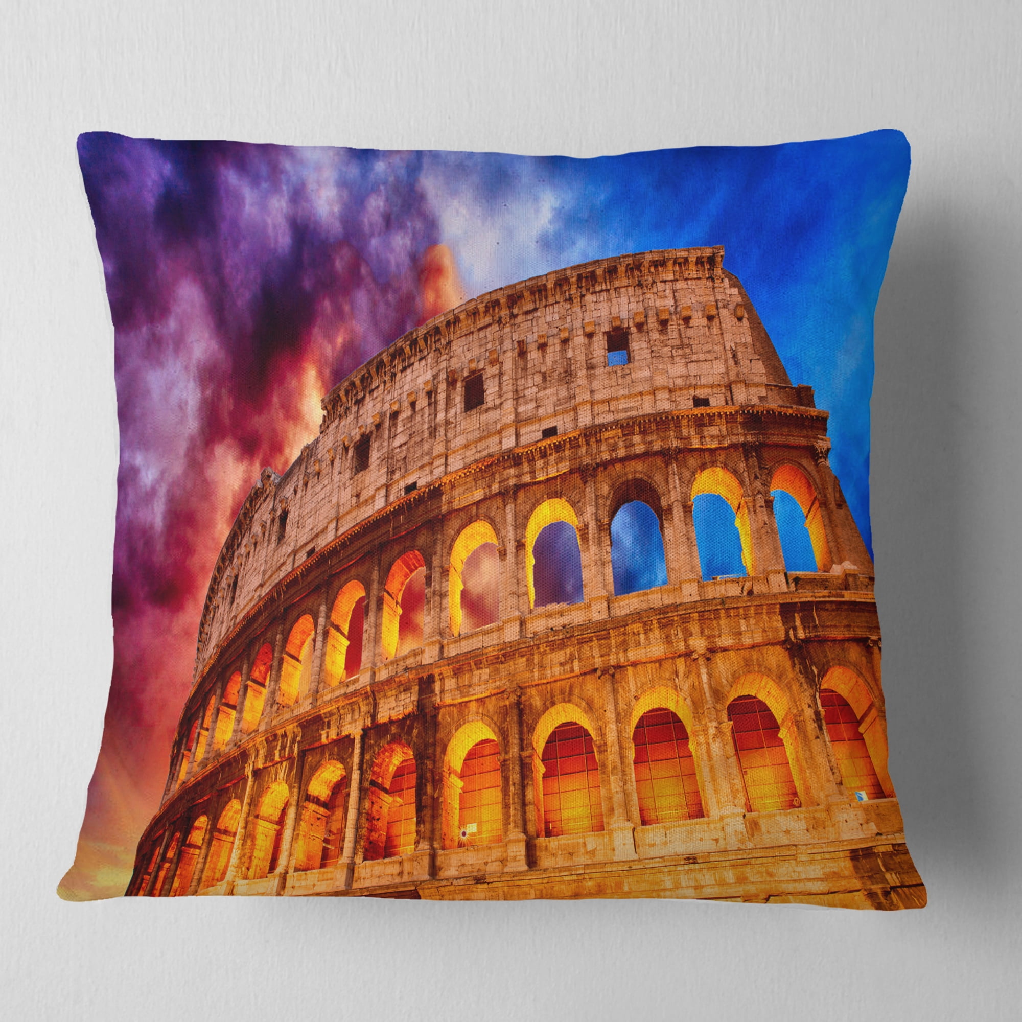Designart Colosseum Rome Italy - Monumental Photo Throw Pillow - 16x16