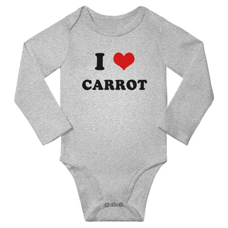 

I Heart Carrot Love Food Cute Baby Long Bodysuit Romper (Gray 6-12 Months)