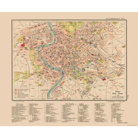 Historic Map - Rome Italy - Streit 1913 - 27.84 x 23 - Vintage Wall Art